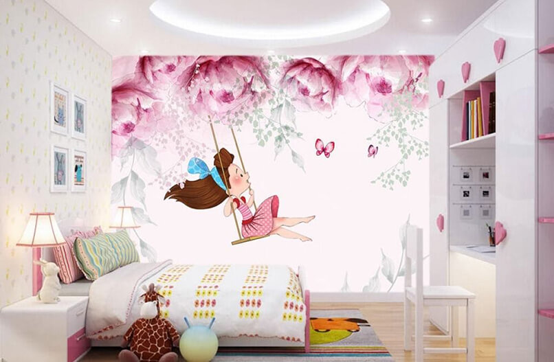 giấy dán tường đẹp cho phòng ngủ bé gái