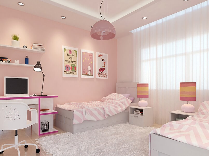 phòng ngủ màu tím hồng (4)