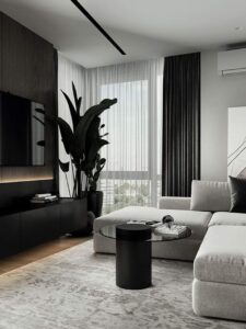 thiết kế phòng khách màu tối đẹp (5)