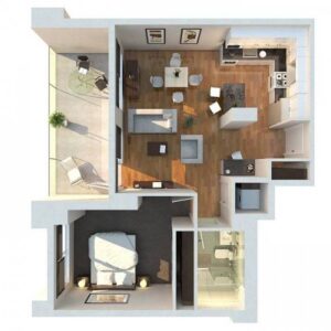 thiết kế căn hộ 1 phòng ngủ (10)