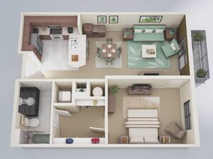 thiết kế căn hộ 1 phòng ngủ (2)