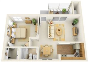 thiết kế căn hộ 1 phòng ngủ (9)