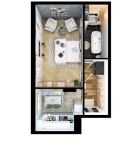 thiết kế căn hộ 1 phòng ngủ đẹp (6)