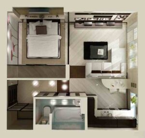 thiết kế thiết kế căn hộ 1 phòng ngủ (10)