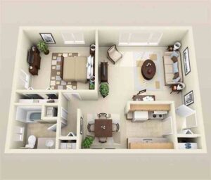 thiết kế thiết kế căn hộ 1 phòng ngủ (4)