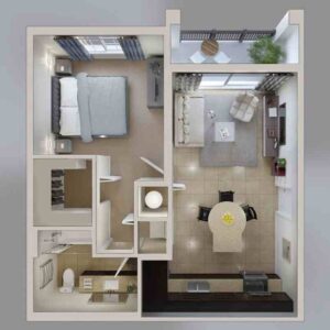 thiết kế thiết kế căn hộ 1 phòng ngủ (5)