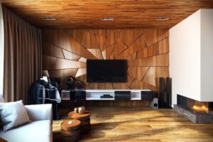 thiết kế ốp gỗ phòng khách nhà ống (8)