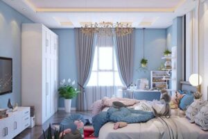thiết kế phòng ngủ cho bé gái màu xanh (4)