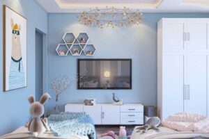 thiết kế phòng ngủ cho bé gái màu xanh (5)