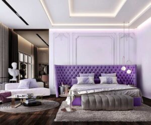 thiết kế phòng ngủ màu tím (7)