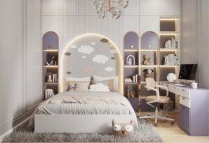 thiết kế phòng ngủ màu tím xinh đẹp, nữ tính (2)