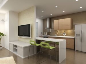 thiết kế phòng khách kết hợp bếp cho nhà nhỏ (4)
