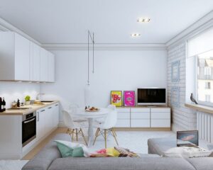 ý tưởng thiết kế phòng khách kết hợp bếp cho nhà nhỏ (4)