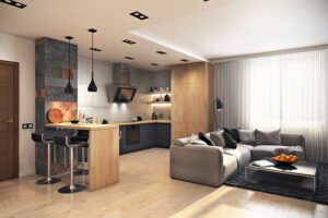 ý tưởng thiết kế phòng khách kết hợp bếp cho nhà nhỏ (6)